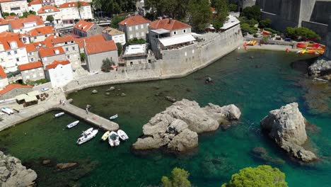 View-of-the-pier-surrounded-by-blue-waters-at-Pile-Bay-outside-Pile-Entrance-at-old-town-Dubrovnik