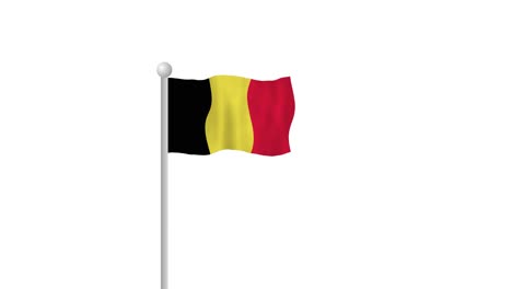 Schwenkende-Belgische-Flagge-Am-Fahnenmast-Mit-Weißem-Hintergrund,-Der-Sich-In-Einen-Schwarzen-Bildschirm-Mit-Weißer-Flagge-Verwandelt