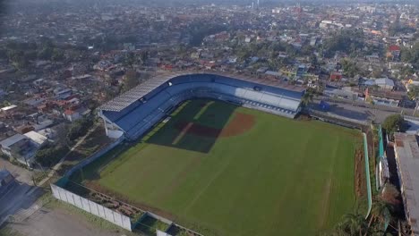 aerial-view-with-drone-of-baseball-stadium-alone-by-covid-in-Cordoba,-Veracruz,-Mexico