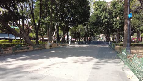 Usually-one-of-the-most-popular-and-visited-spots-in-Mexico-City-by-both-national-and-international-tourists,-downtown-Coyoacan-looks-like-a-ghost-town-during-the-COVID-19-lockdown