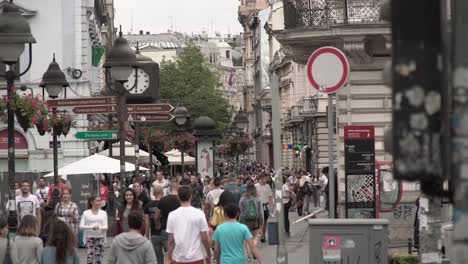 Clear-day-on-a-crowded-street-in-Belgrade,-Serbia