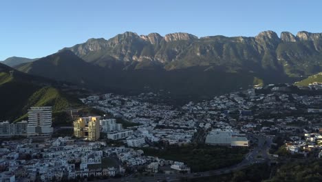 Aerial-shot-of-the-Sierra-Madre-Oriental-at-morning-in-San-Pedro,-Nuevo-Leon