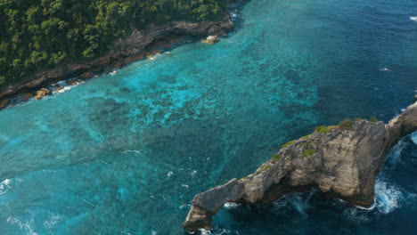 Aerial-shot-of-beautiful-rocks-on-the-sea