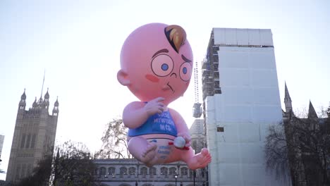 Giant-Donald-Trump-baby-balloon-at-climate-change-protest,-CO2-emissions,-London,-United-Kingdom