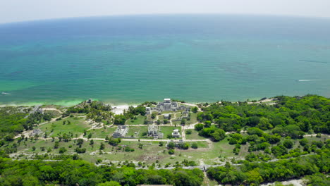 Mayans-ruins-of-Tulum-Mexico-in-Quintana-Roo-from-drone-view