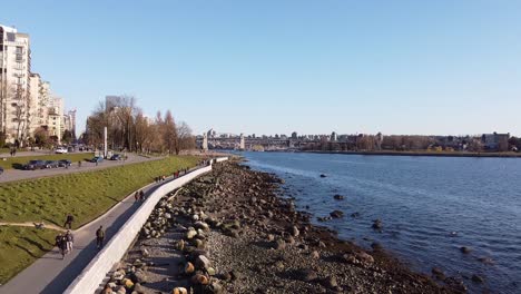 Social-Distancing-Fail-as-people-ignore-the-6-feet-2-meter-rule-during-the-start-of-the-pandemic-leisurely-crowds-at-seawall-boardwalk-in-Vancouver-Canada-in-bursts-not-wearing-masks,-in-masses-SDF3-3