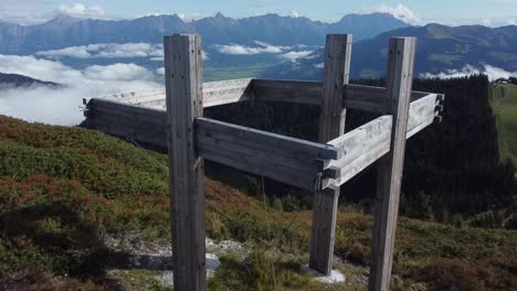 Flying-Over-An-Artwork-On-The-Mountain-Schmittenhöhe-By-The-Name-:-Opfertisch-Oder-Ein-Halleluja