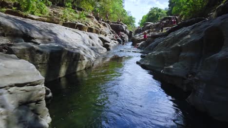 Aerial-View-of-Los-Cangilones-de-Gualaca-Mini-Canyon-and-Natural-Pools-on-Esti-River,-Panama,-Chiriqui-Province