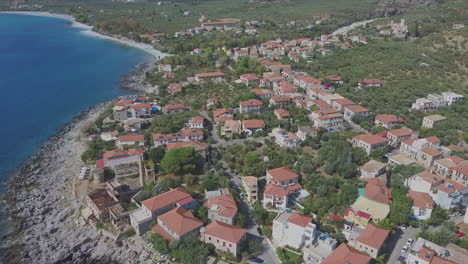 Aerial-view-on-Kardamyli-town,-Greece