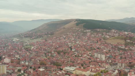 Breathtaking-misty-autumn-morning-over-the-Novi-Pazar,-Serbia