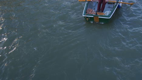 Adult-Man-Rowing-Boat-On-River-In-Gloucester,-England