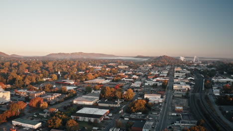 Timelapse-Drone-footage-of-Downtown-Dalton-Georgia-in-the-Morning