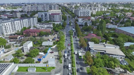 Aerial-view-over-Iuliu-Maniu-boulevard-in-Bucharest,-Romania