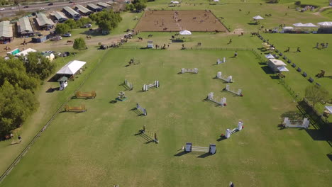 Aerial-footage-of-a-show-jumping-course-at-an-equestrian-park