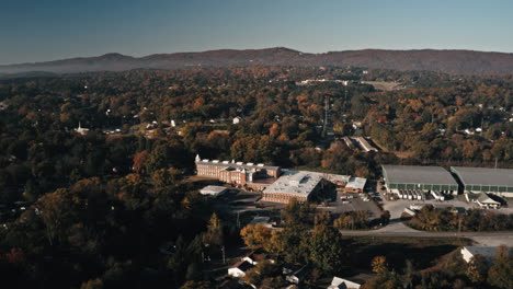 Drone-footage-of-refurbished-factory-in-Dalton,-GA
