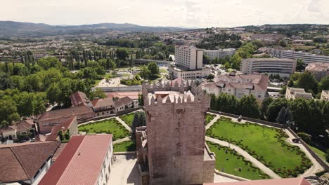 Museu-da-Região-Flaviense-and-Chaves-Castle-garden-wide-aerial-view