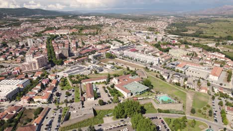 Aerial-panoramic-circling-view-of-Chaves-city-in-Portugal