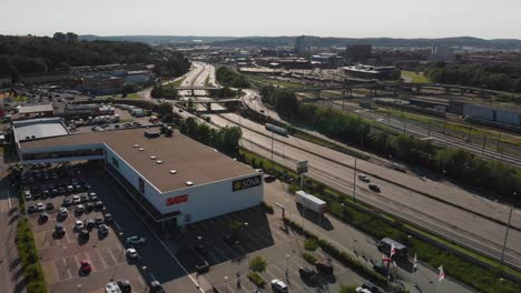 Aerial-view-over-Munkeback-located-in-Gothenburg,-Sweden