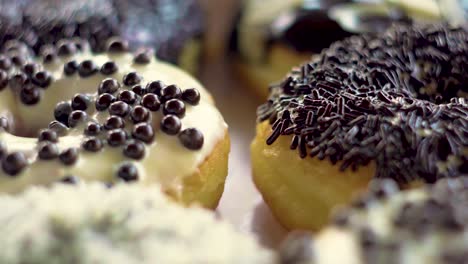 Six-delightful-donuts-side-view-close-up-focus