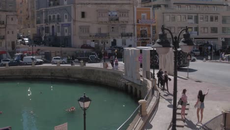 Sightseeing-in-the-town-of-Spinola-Malta-circa-March-2019