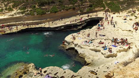 Video-from-Malta,-St-Peter's-Pool-on-a-sunny-summer-day