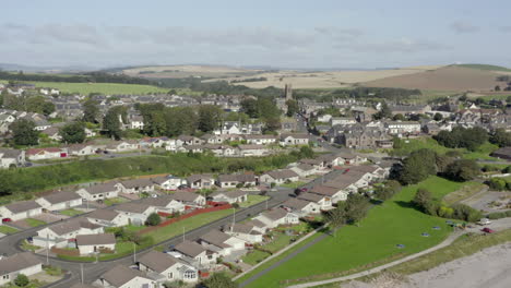 An-aerial-view-of-Inverbervie-looking-over-the-town-from-the-sea-on-a-sunny-summer's-day