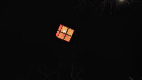 Cube-Light-Christmas-Light-Decoration-Hanging-In-The-Night-Sky