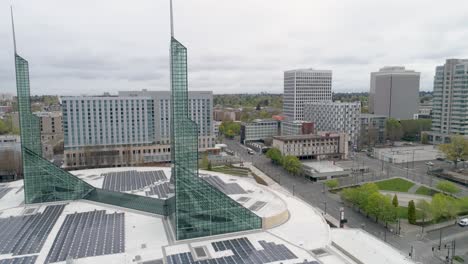 Historic-aerial-footage-of-Oregon-Convention-Center-with-empty-streets-due-to-the-COVID-19-pandemic