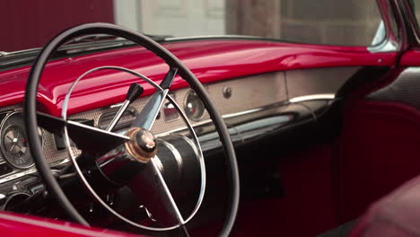 Antique-Buick-convertible-front-seat,-Slide-Left,-Slow-Motion