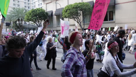 Big-Crowd-Dancing-in-the-Street-at-the-Women's-March-in-LA
