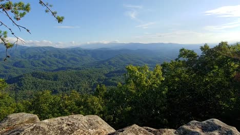 A-view-of-the-Great-Smoky-Mountains-National-Park-filmed-on-a-rock-cliff-in-the-Foothills-Parkway-located-in-the-Smoky-Mountains