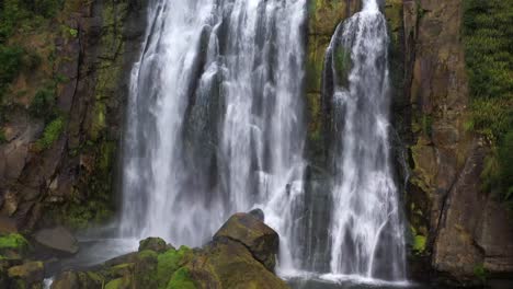 Secret-waterfall-in-new-zealand-north-island-aerial-drone-view-4k-native-bush