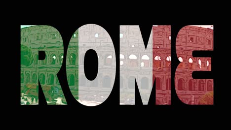 Gráfico-Con-La-Palabra-Roma-Con-El-Coliseo-Romano-Y-La-Bandera-Italiana
