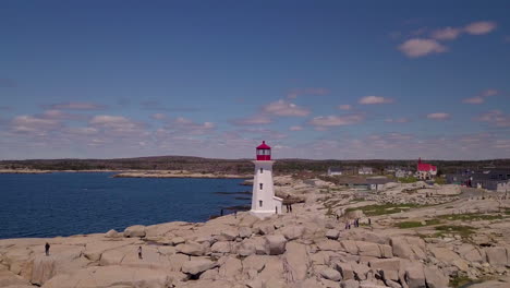 El-Hito-Icónico-Del-Faro-De-Peggy&#39;s-Cove-En-Nueva-Escocia,-Canadá,-En-Un-Pintoresco-Día-Soleado