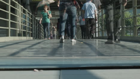 Time-Lapse-Of-A-Busy-Foot-Bridge