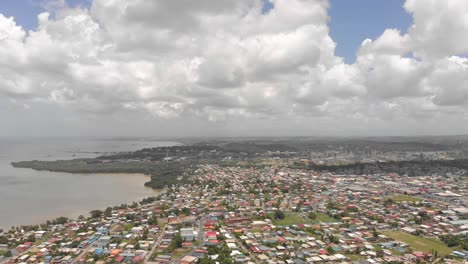 Aerial-view-of-a-Petrotrin-Refinery,-now-called-Guaracara-Refinery-in-Point-a-Pierre,-Trinidad