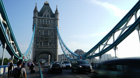 London-England,-Circa:-Zeitraffer-Tower-Bridge-In-London,-Großbritannien