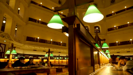 State-Library-Victoria-at-nighttime-people-studying-at-melbourne-library-Melbourne-tourism-attractions,-melbourne-library