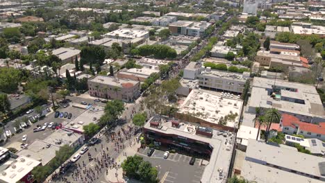 4k-luftaufnahmen-Von-Protesten-Gegen-Schwarze-Leben-In-Los-Angeles,-Kalifornien,-Usa