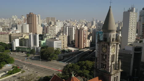 Vista-Aérea-Del-Centro-De-Sao-Paulo-Vacío-Durante-La-Cuarentena-Covid-19,-Brasil