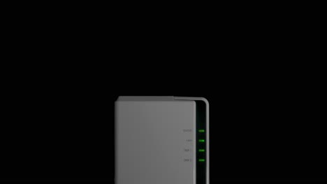 Pan-up-down-of-Network-attached-storage-,-isolated-black