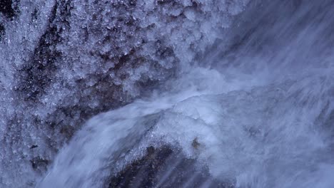 Closeup-view-of-frozen-waterfalls