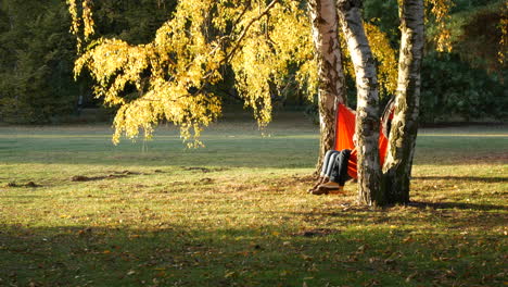 Pareja-No-Identificada-Relajándose-En-Una-Hamaca-En-Un-Parque