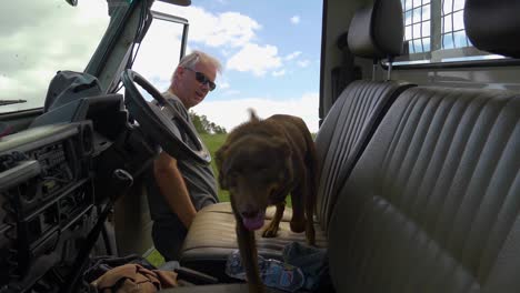 Una-Toma-Desde-El-Interior-De-Una-Camioneta-De-Un-Perro-Pastor-Kelpie-Saltando-A-La-Cabina-En-Cámara-Lenta