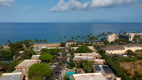 Overhead-of-Kihei-Kai-Nani-and-Kamaole-II-Beach-in-Kihei,-Maui-Hawaii