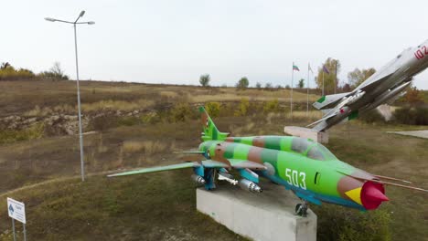 Aerial-drone-shot-of-airplane-fighters-exposition