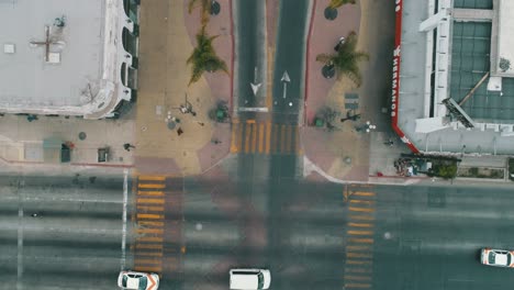 Aerial-shot-of-the-city-center-streets-of-Tijuana