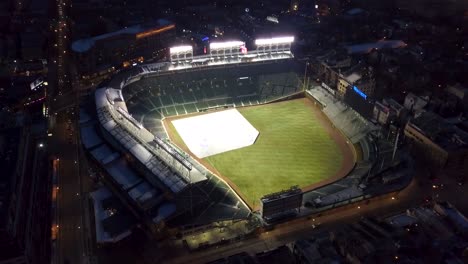 Aerial-footage-of-Wrigley-Field-in-Summer