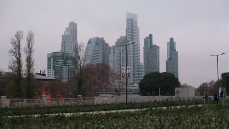 Steady-Puerto-Madero-Skyline-And-Traffic-On-New-Paseo-Del-Bajo-Vial-Corridor