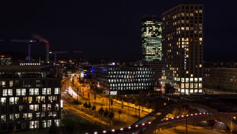 Lapso-De-Tiempo-Nocturno-De-La-Ciudad-De-Zurich,-Suiza